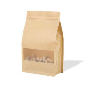 Compostable Box Bottom Pouch with Window