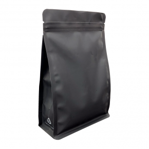 Matte Black Recyclable Flat Bottom Coffee Pouch with Zipper&Valve