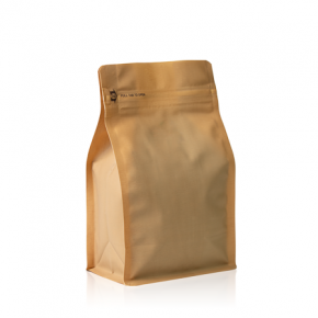 Matte Brown Recyclable Box Bottom Coffee Pouch